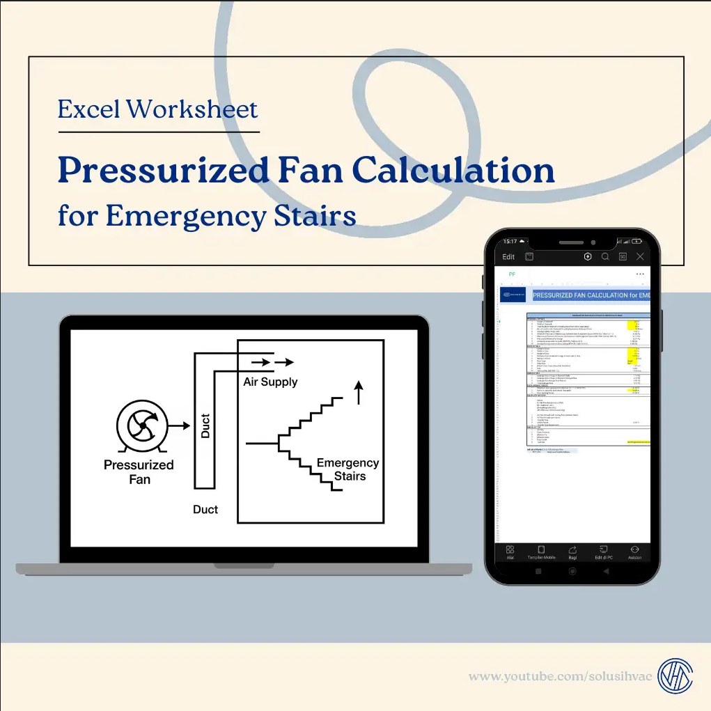 Excel Worksheet Pressurized Fan Calculation for Emergency Stairs